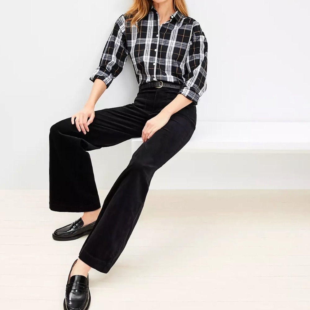 LOFT Black Wide Leg Flare Jeans